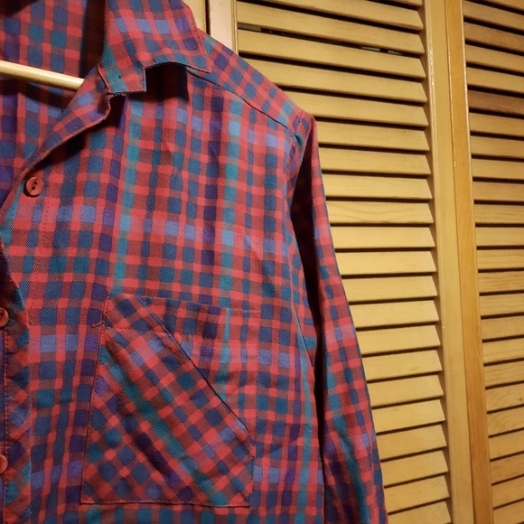 Koret red teal and purple plaid shirt - Picture 3 of 9
